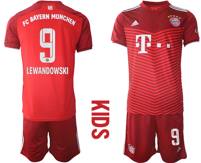 Youth 2021-2022 Club Bayern Munich home red #9 Soccer Jersey